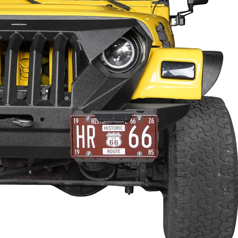 Hooke Road Shackle D Ring License Plate Mount Bracket Relocation Holder w/White LED Light for 1955-2026 Jeep Wrangler CJ YJ TJ JK JL Gladiator JT - Image 1